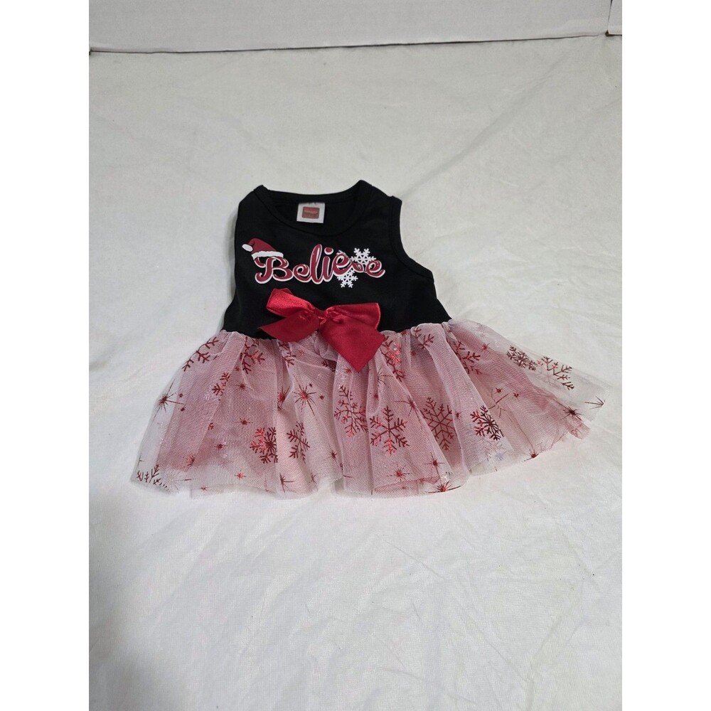 Simply Wag Red\Black Snowflakes 'Believe' Dog Dress Size Small